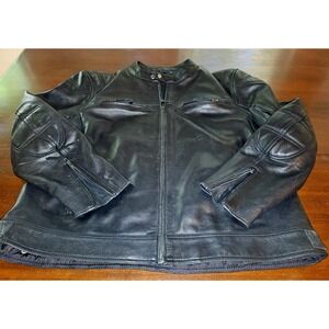 First Classics 100% Leather Biker Jacket Black Fitted Asymmetrical‎ Women's 3XL